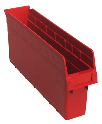 Quantum QSB803RDCS Economy Shelf Bin, 4-1/8"W x 17-7/8"L x 8"H, Red, Case of 20