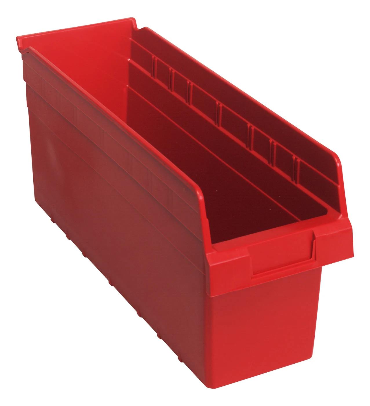 Quantum QSB804RDCS Economy Shelf Bin, 6-5/8"W x 17-7/8"L x 8"H, Red, Case of 20