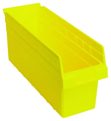 Quantum QSB804YLCS Economy Shelf Bin, 6-5/8"W x 17-7/8"L x 8"H, Yellow, Case of 20