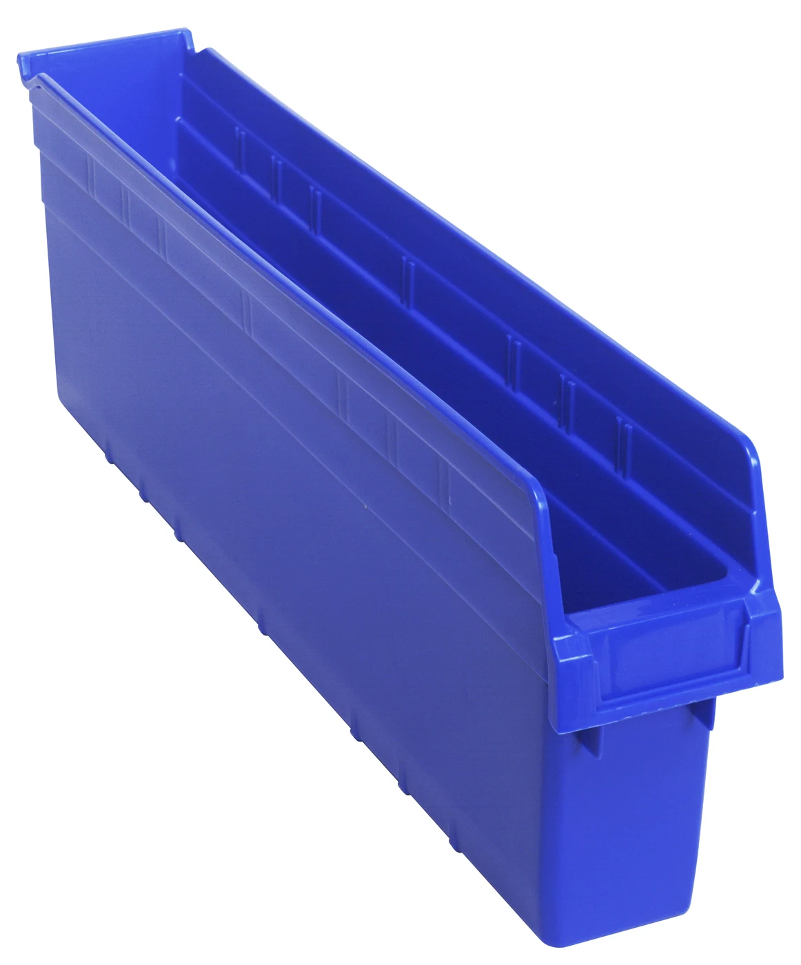 Quantum QSB805BLCS Economy Shelf Bin, 4-1/8"W x 23-5/8"L x 8"H, Blue, Case of 16