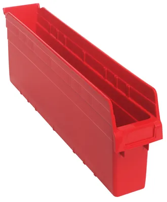 Quantum QSB805RDCS Economy Shelf Bin, 4-1/8"W x 23-5/8"L x 8"H, Red, Case of 16