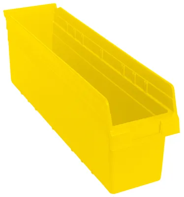 Quantum QSB806YLCS Economy Shelf Bin, 6-5/8"W x 23-5/8"L x 8"H, Yellow, Case of 8
