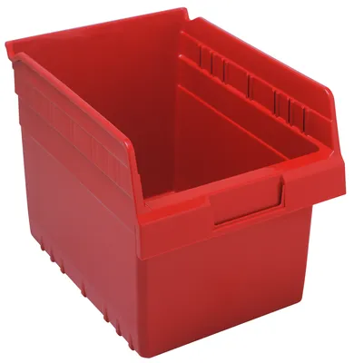 Quantum QSB807RDCS Economy Shelf Bin, 8-3/8"W x 11-5/8"L x 8"H, Red, Case of 20