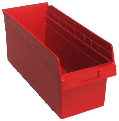 Quantum QSB808RDCS Economy Shelf Bin, 8-3/8"W x 17-7/8"L x 8"H, Red, Case of 10