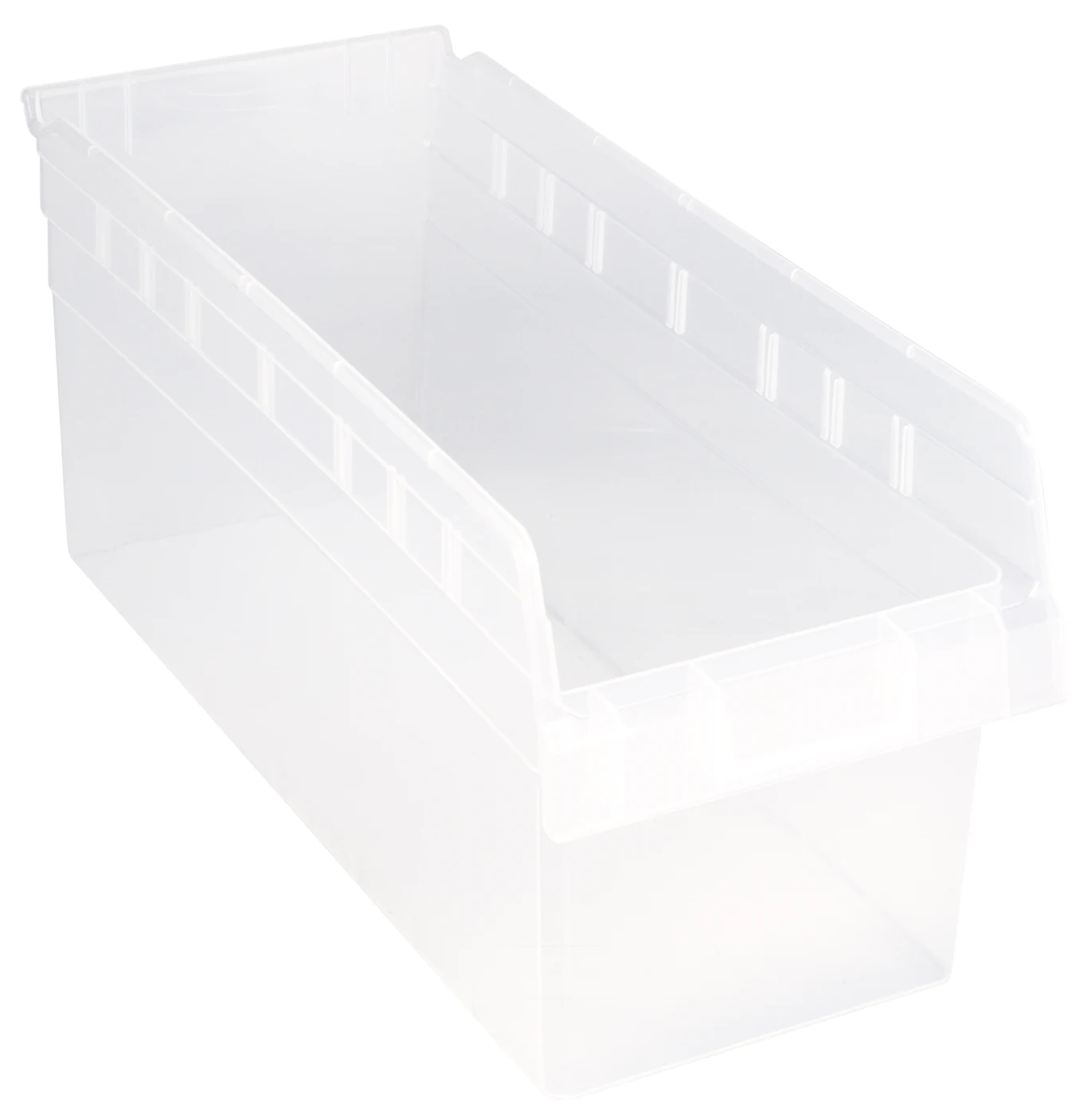 Quantum QSB808CLCS Economy Shelf Bin, 8-3/8"W x 17-7/8"L x 8"H, Clear, Case of 10