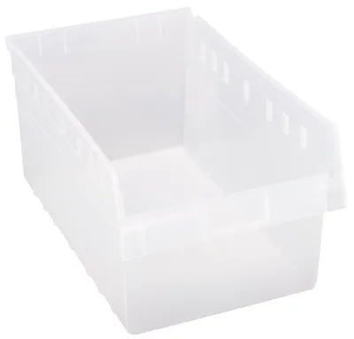 Quantum QSB810CLCS Economy Shelf Bin, 11-1/8"W x 17-7/8"L x 8"H, Clear, Case of 8