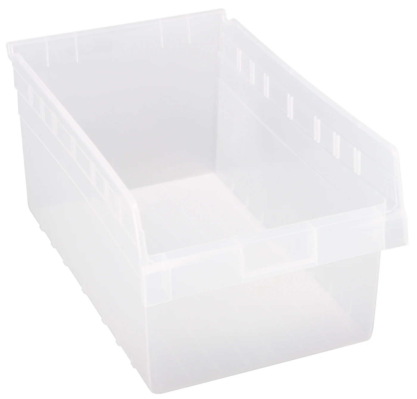 Quantum QSB810CLCS Economy Shelf Bin, 11-1/8"W x 17-7/8"L x 8"H, Clear, Case of 8