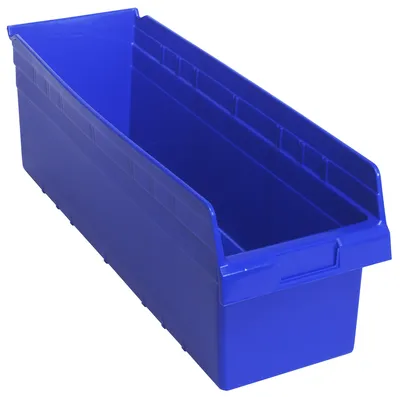 Quantum QSB814BLCS Economy Shelf Bin, 8-3/8"W x 23-5/8"L x 8"H, Blue, Case of 6