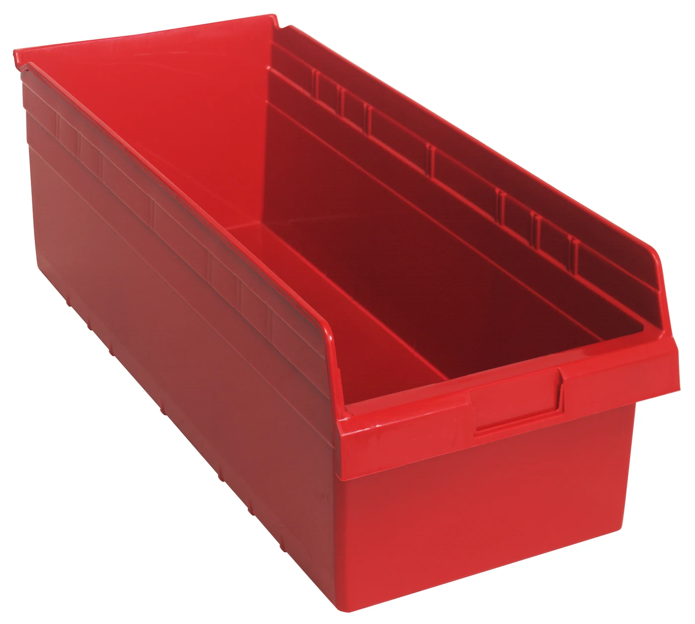 Quantum QSB816RDCS Economy Shelf Bin, 11-1/8"W x 23-5/8"L x 8"H, Red, Case of 6