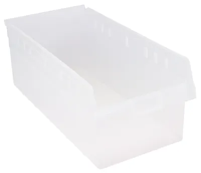 Quantum QSB816CLCS Economy Shelf Bin, 11-1/8"W x 23-5/8"L x 8"H, Clear, Case of 6