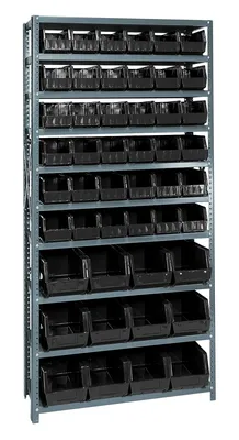 Quantum QSBU-230240BK Shelving Unit, 12"D x 36"L x 75"H, 400 lb capacity, Gray