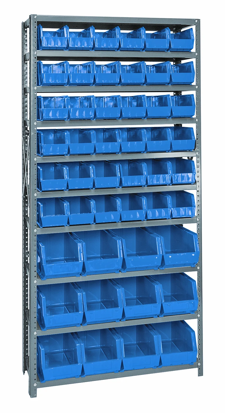 Quantum QSBU-230240BL Shelving Unit, 12"D x 36"L x 75"H, 400 lb capacity, Gray