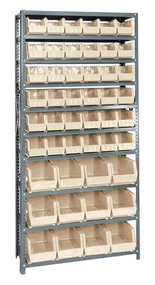 Quantum QSBU-230240IV Shelving Unit, 12"D x 36"L x 75"H, 400 lb capacity, Gray