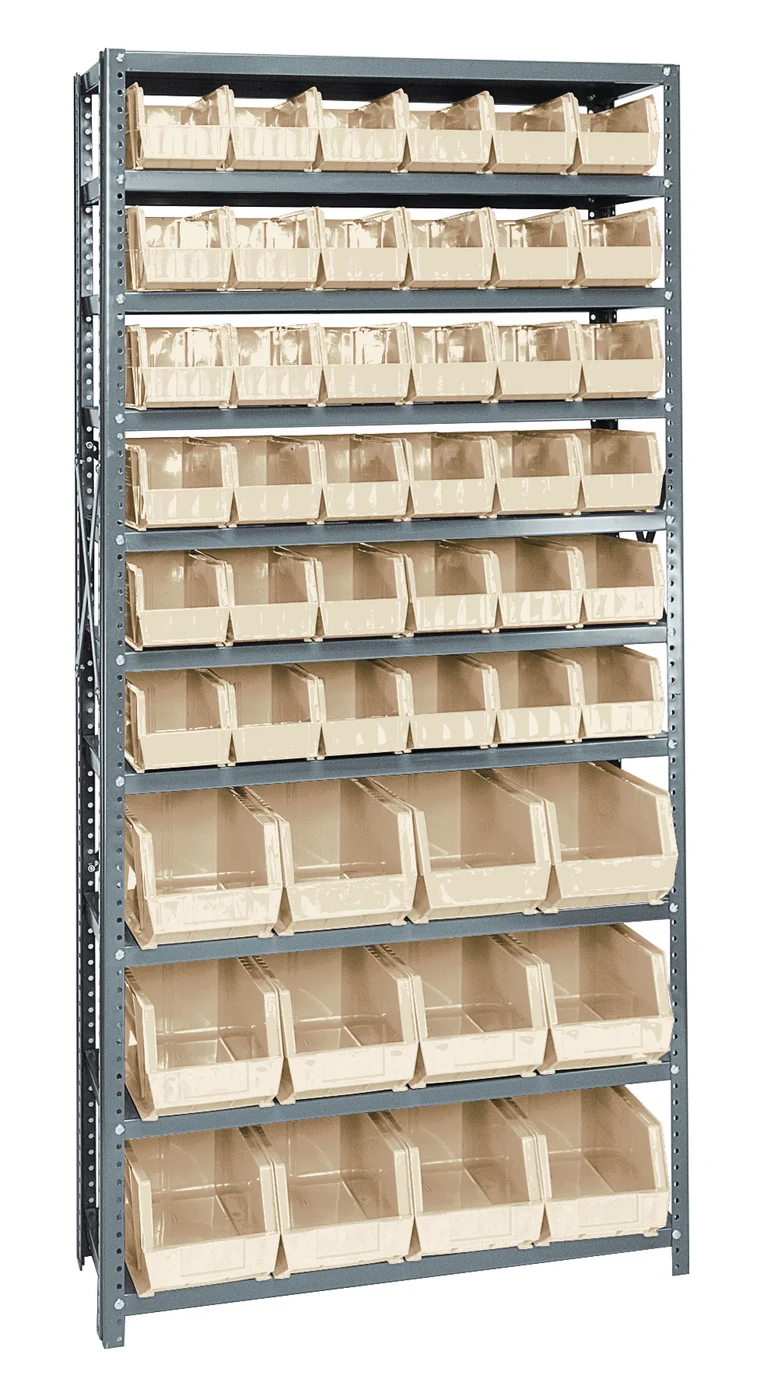 Quantum QSBU-230240IV Shelving Unit, 12"D x 36"L x 75"H, 400 lb capacity, Gray