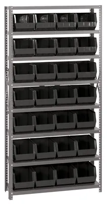 Quantum QSBU-239BK Shelving Unit, 12"D x 36"L x 75"H, 400 lb capacity, Gray
