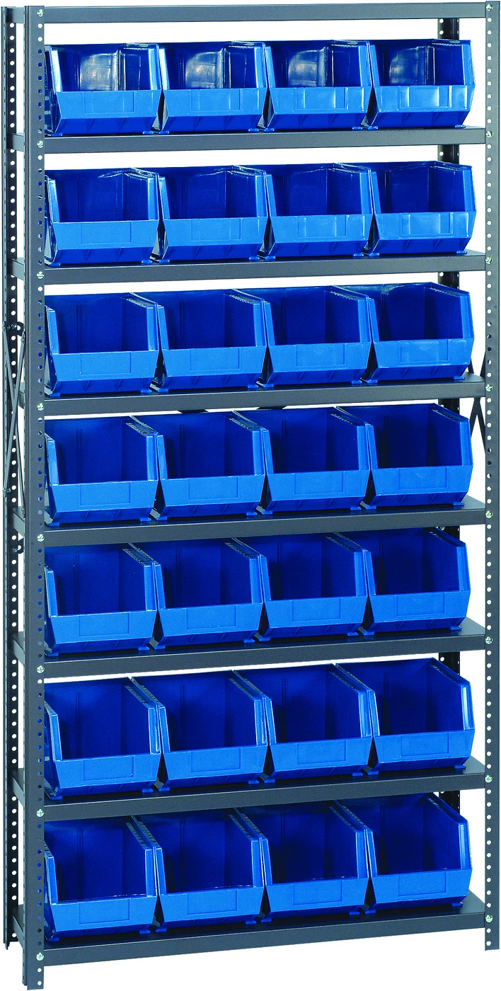 Quantum QSBU-239BL Shelving Unit, 12"D x 36"L x 75"H, 400 lb capacity, Gray