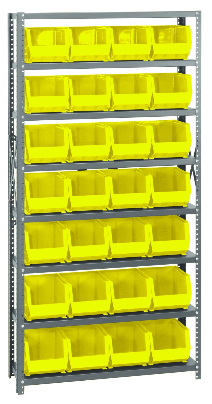 Quantum QSBU-239YL Shelving Unit, 12"D x 36"L x 75"H, 400 lb capacity, Gray