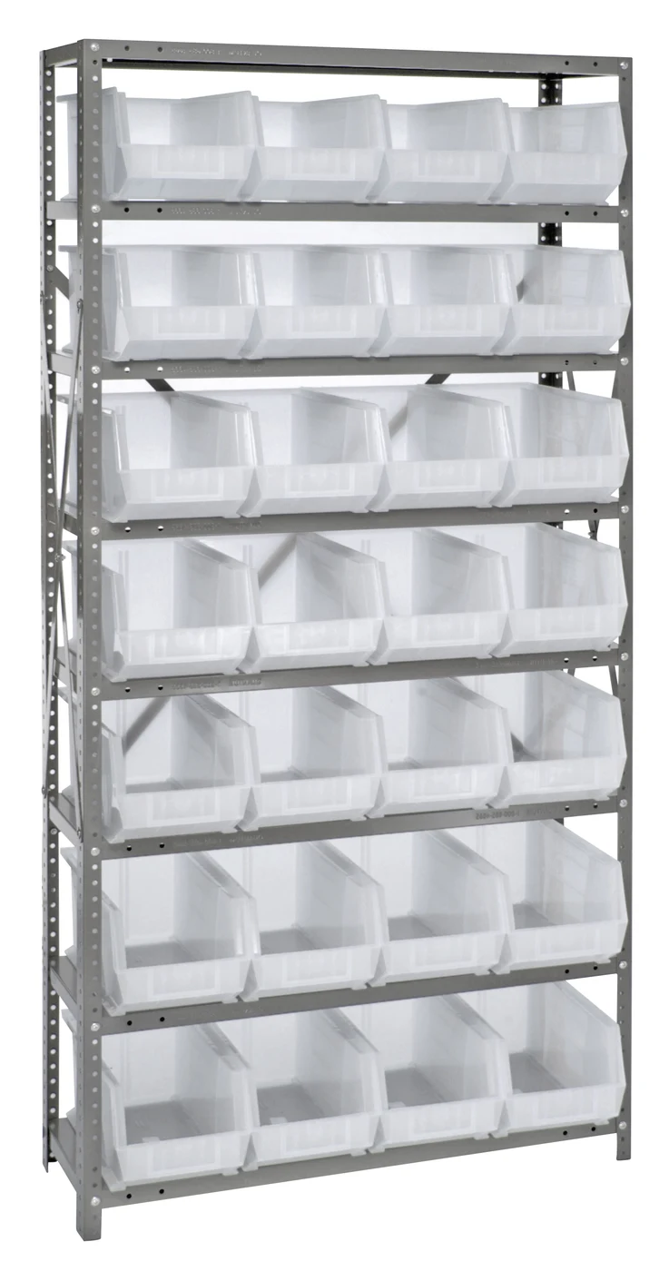 Quantum QSBU-239CL Shelving Unit, 12"D x 36"L x 75"H, 400 lb capacity, Gray