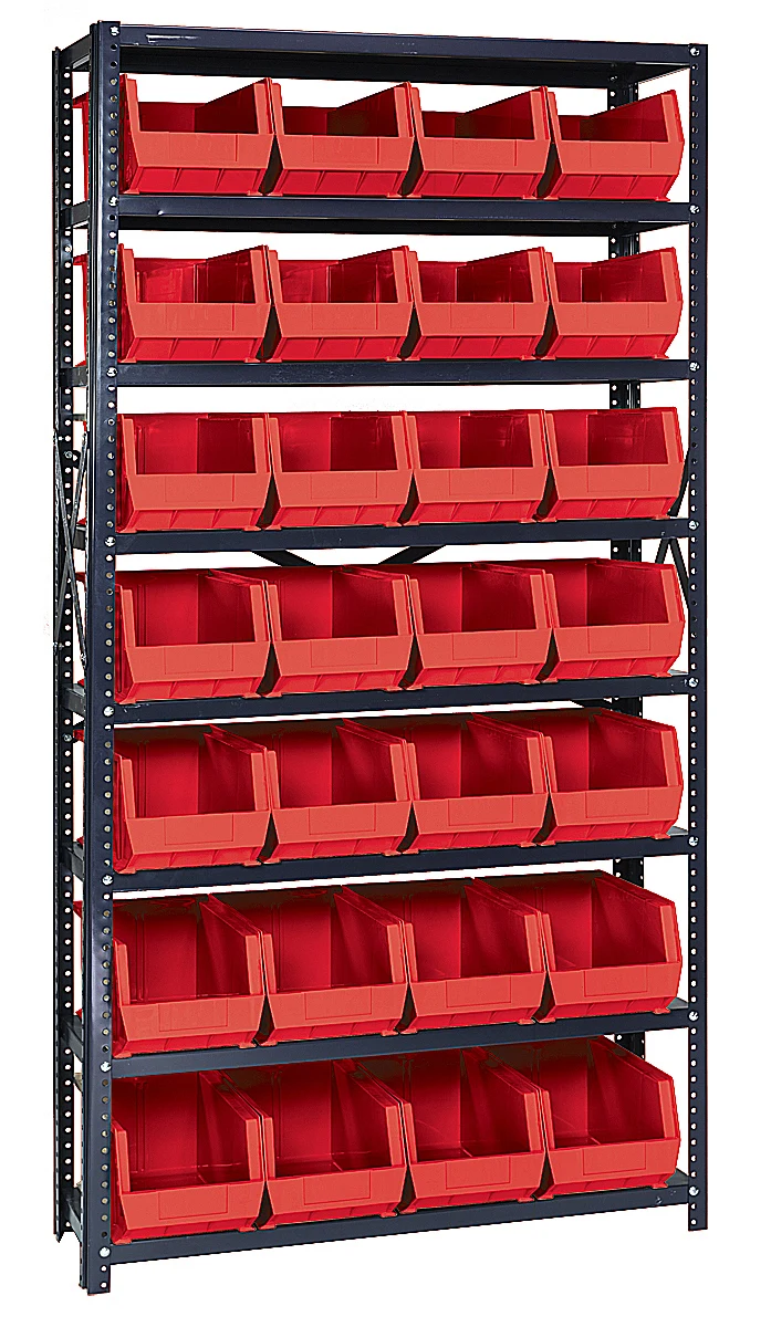 Quantum QSBU-18-240RD Shelving Unit, 18"D x 36"W x 75"H, 400 lb capacity, Gray