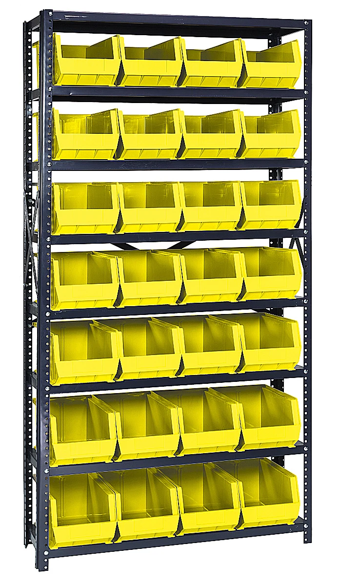 Quantum QSBU-240YL Shelving Unit, 12"D x 36"L x 75"H, 400 lb capacity, Gray