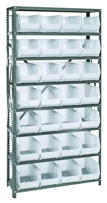 Quantum QSBU-240CL Shelving Unit, 12"D x 36"L x 75"H, 400 lb capacity, Gray