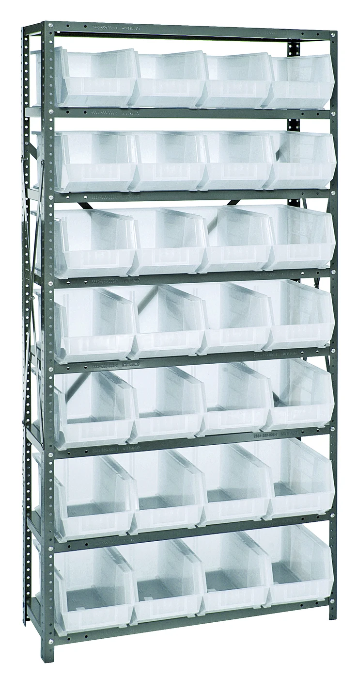 Quantum QSBU-240CL Shelving Unit, 12"D x 36"L x 75"H, 400 lb capacity, Gray
