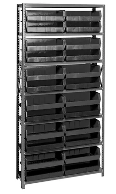 Quantum QSBU-245BK Shelving Unit, 12"D x 36"L x 75"H, 400 lb capacity, Gray