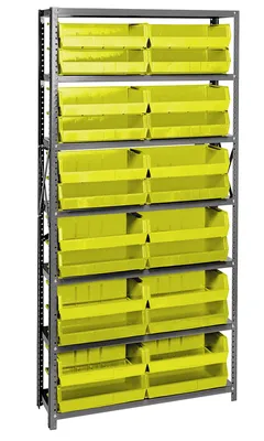 Quantum QSBU-245YL Shelving Unit, 12"D x 36"L x 75"H, 400 lb capacity, Gray