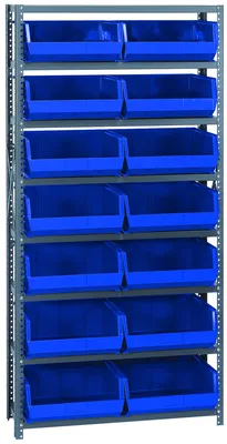 Quantum QSBU-18-250BL Shelving Unit, 18"D x 36"W x 75"H, 400 lb capacity, Gray