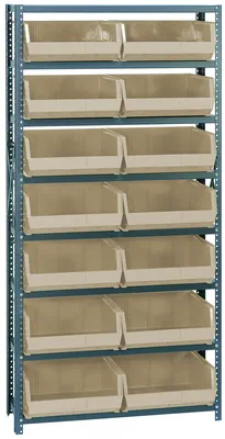 Quantum QSBU-18-250IV Shelving Unit, 18"D x 36"W x 75"H, 400 lb capacity, Gray