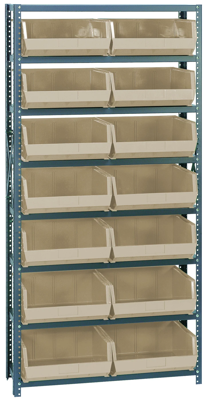 Quantum QSBU-18-250IV Shelving Unit, 18"D x 36"W x 75"H, 400 lb capacity, Gray