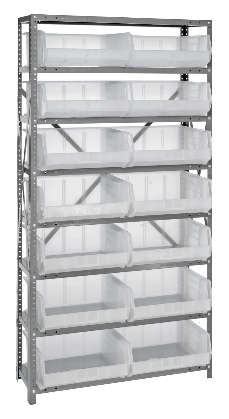 Quantum QSBU-255CL Shelving Unit, 18"D x 36"L x 75"H, 400 lb capacity, Gray