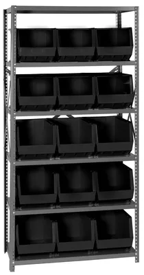 Quantum QSBU-260BK Shelving Unit, 18"D x 36"L x 75"H, 400 lb capacity, Gray