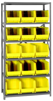 Quantum QSBU-260YL Shelving Unit, 18"D x 36"L x 75"H, 400 lb capacity, Gray