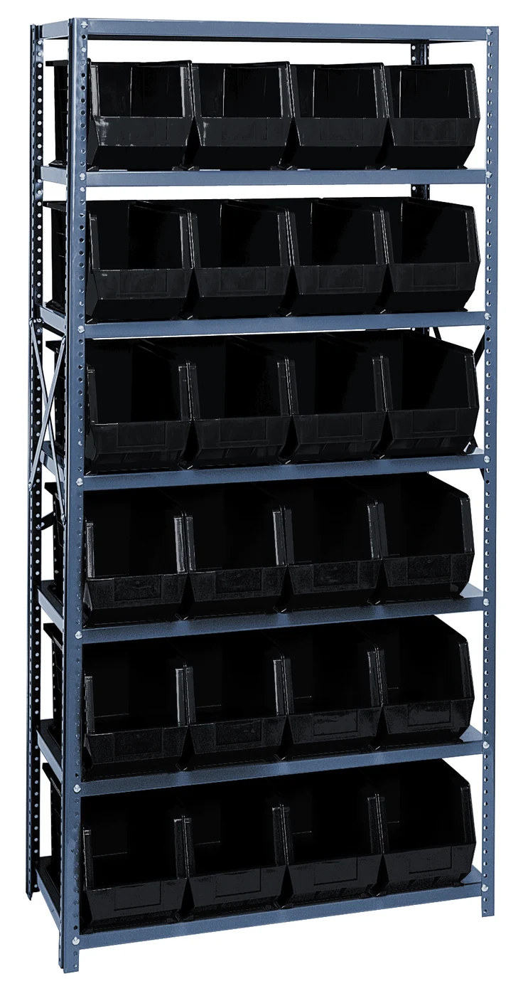 Quantum QSBU-265BK Shelving Unit, 18"D x 36"L x 75"H, 400 lb capacity, Gray