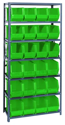 Quantum QSBU-265GN Shelving Unit, 18"D x 36"L x 75"H, 400 lb capacity, Gray