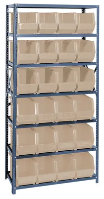 Quantum QSBU-265IV Shelving Unit, 18"D x 36"L x 75"H, 400 lb capacity, Gray