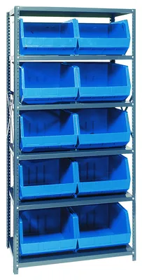 Quantum QSBU-270BL Shelving Unit, 18"D x 36"L x 75"H, 400 lb capacity, Gray