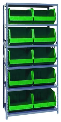 Quantum QSBU-270GN Shelving Unit, 18"D x 36"L x 75"H, 400 lb capacity, Gray