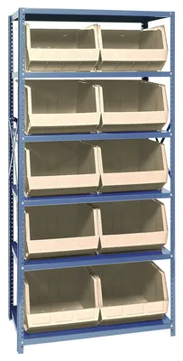 Quantum QSBU-270IV Shelving Unit, 18"D x 36"L x 75"H, 400 lb capacity, Gray