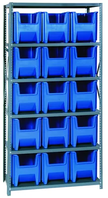 Quantum QSBU-600BL Shelving Unit, 18"D x 36"L x 75"H, 400 lb capacity, Gray