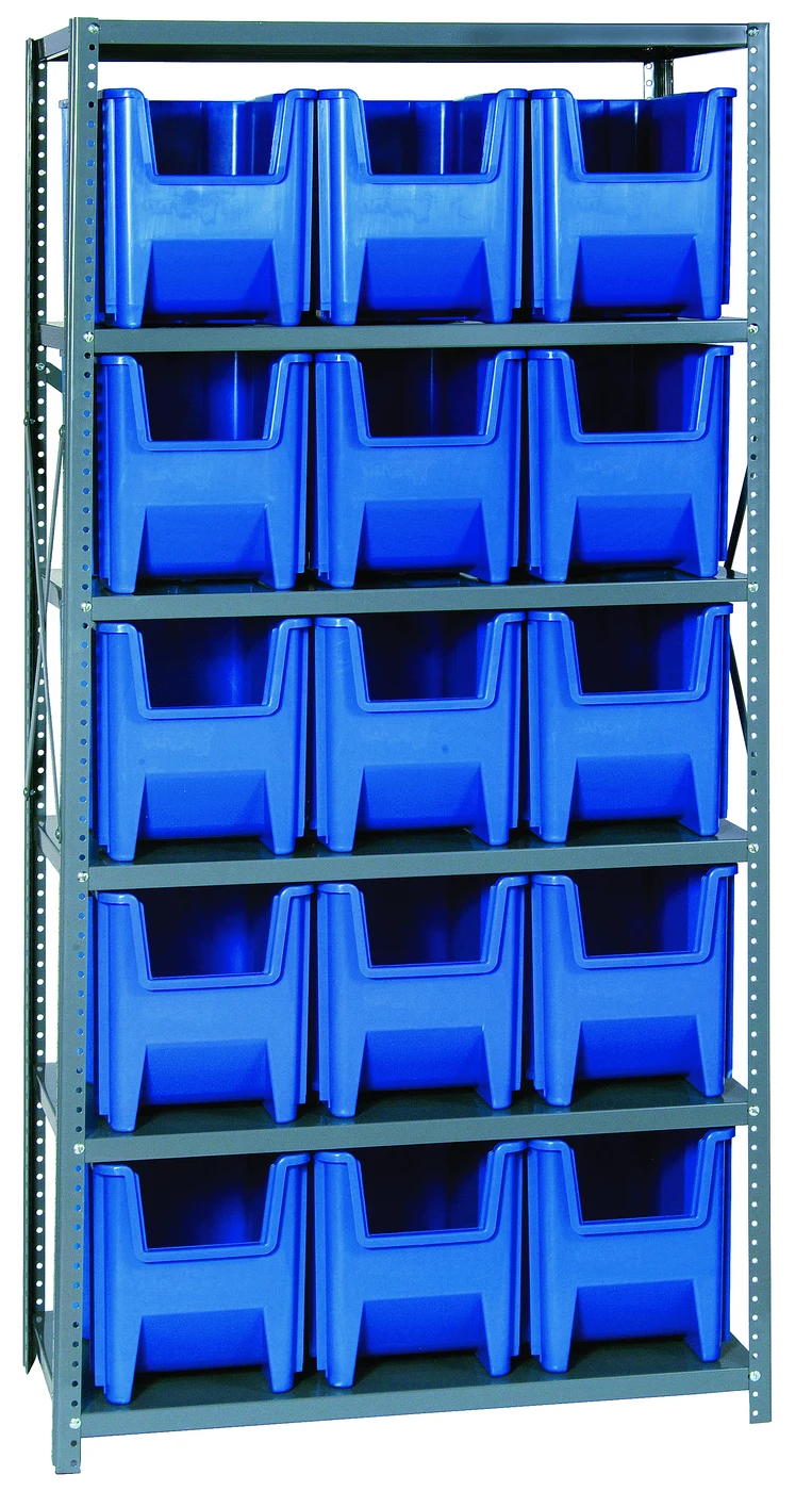 Quantum QSBU-600BL Shelving Unit, 18"D x 36"L x 75"H, 400 lb capacity, Gray