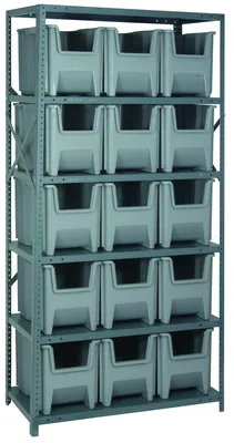 Quantum QSBU-600GY Shelving Unit, 18"D x 36"L x 75"H, 400 lb capacity, Gray
