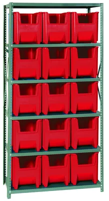 Quantum QSBU-600RD Shelving Unit, 18"D x 36"L x 75"H, 400 lb capacity, Gray