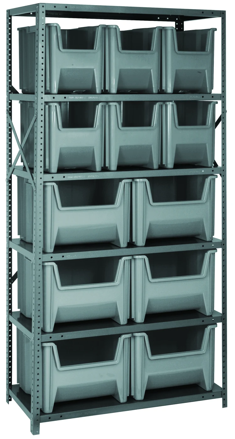 Quantum QSBU-600800GY Shelving Unit, 18"D x 36"L x 75"H, 400 lb capacity, Gray