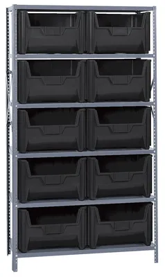 Quantum QSBU-700BK Shelving Unit, 18"D x 42"L x 75"H, 400 lb capacity, Gray
