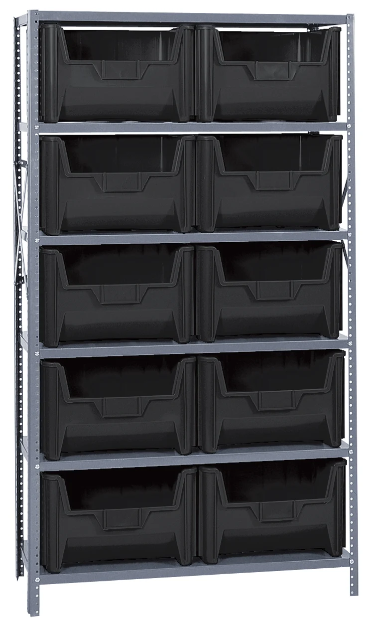Quantum QSBU-700BK Shelving Unit, 18"D x 42"L x 75"H, 400 lb capacity, Gray