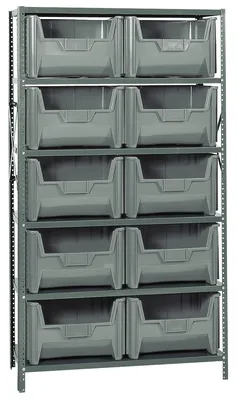 Quantum QSBU-700GY Shelving Unit, 18"D x 42"L x 75"H, 400 lb capacity, Gray