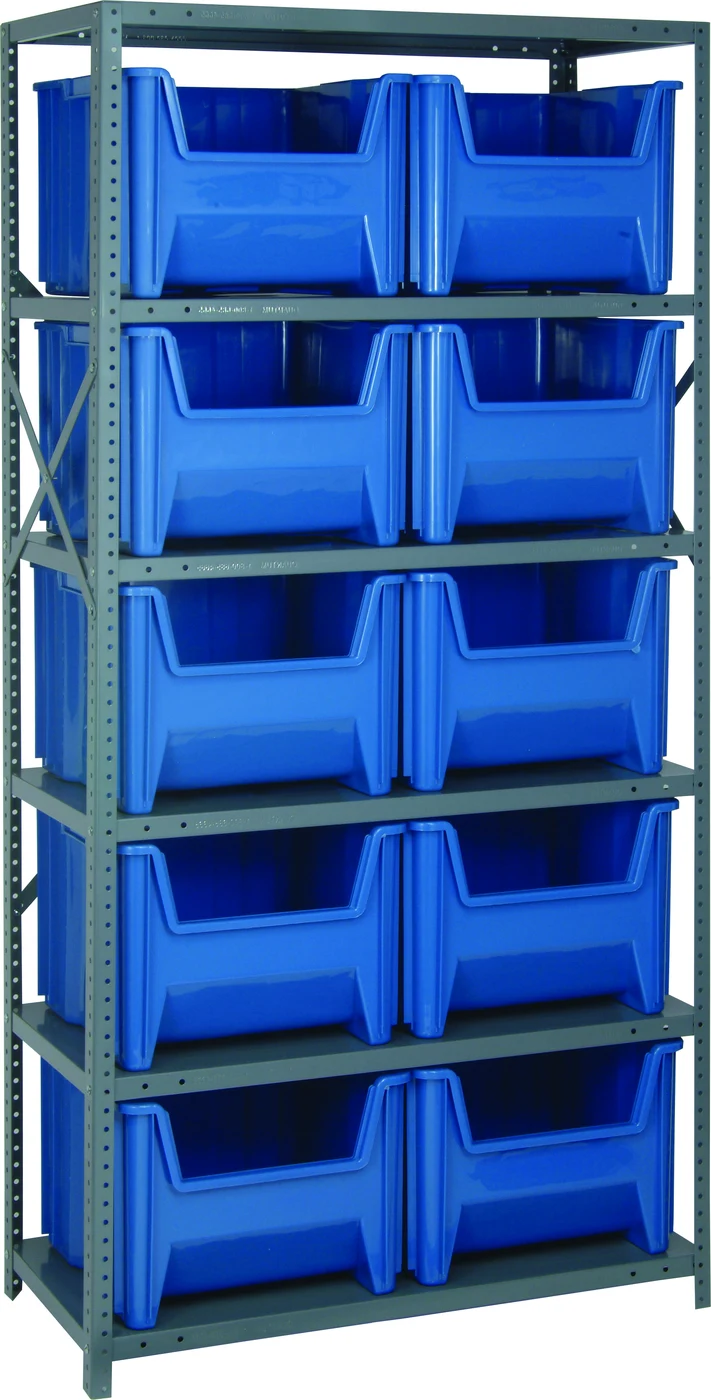 Quantum QSBU-800BL Shelving Unit, 18"D x 36"L x 75"H, 400 lb capacity, Gray