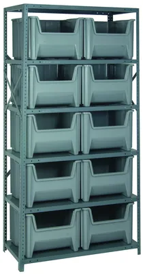 Quantum QSBU-800GY Shelving Unit, 18"D x 36"L x 75"H, 400 lb capacity, Gray